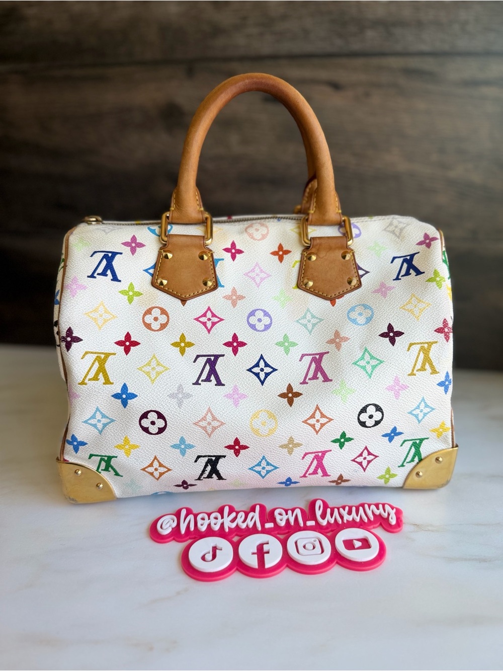 SOLD XPost Louis Vuitton Takashi Murakami Vintage White Multicolor Speedy 30 Bag - Picture 3 of 16